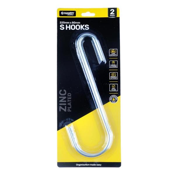2 Pack Zinc Plated S Hook - 22.5cm x 8cm x 0.5cm
