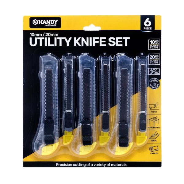 6 Pack Clear Classic Utility Knife - 1cm x 2cm