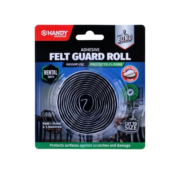 Black Felt Guard roll - 0.3cm x 2.4cm x 150cm