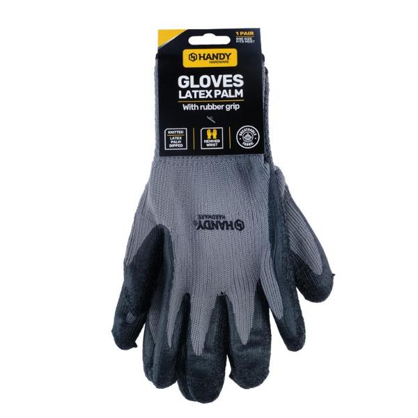 Grey & Black Working Gloves With Grip Palm - OSFM