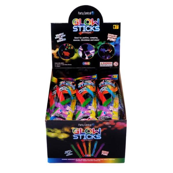2 Pack Glow Stick Bars With Rope - 15cm x 1.5cm