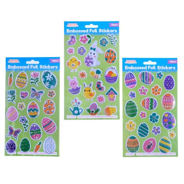 20 Pack Easter Embossed Foil Stickers - 14cm x 25cm