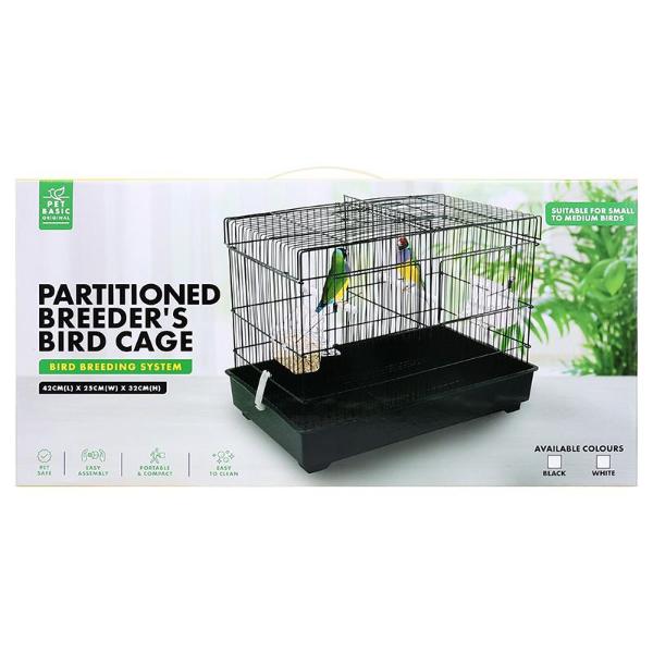 Black Or White Partitioned Breeders Bird Cage - 43.5cm x 26.5cm x 33cm