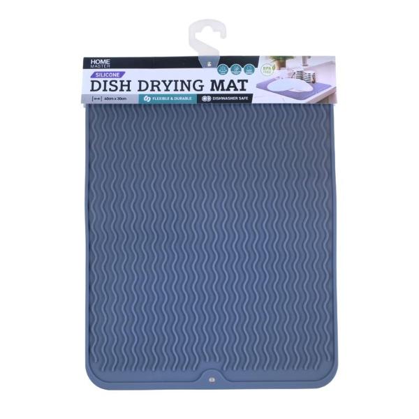 Grey Silicon Dish Drying Drying Mat - 40cm x 30cm