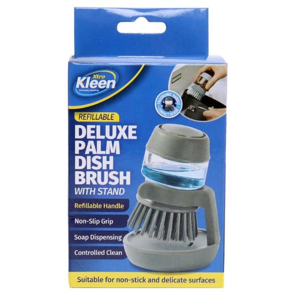 Deluxe Refillable Palm Dish Brush With Holder