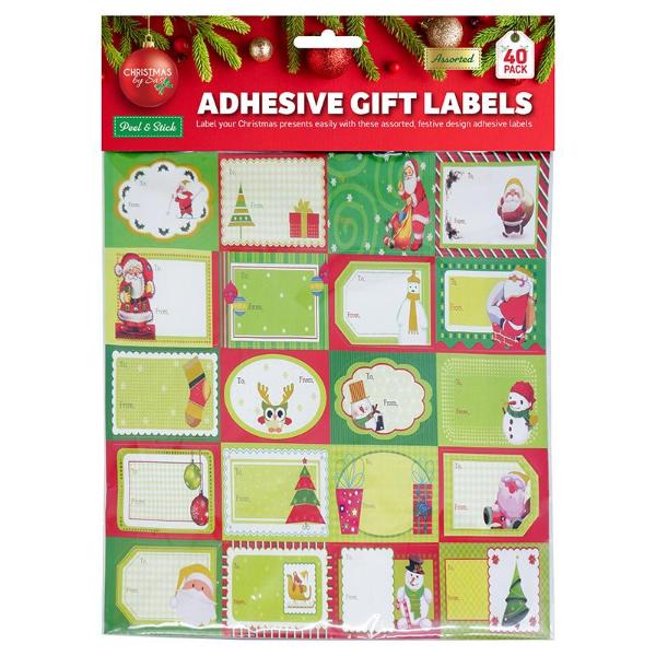 40 Pack Christmas Adhesive Gift Tags - 23cm x 30cm