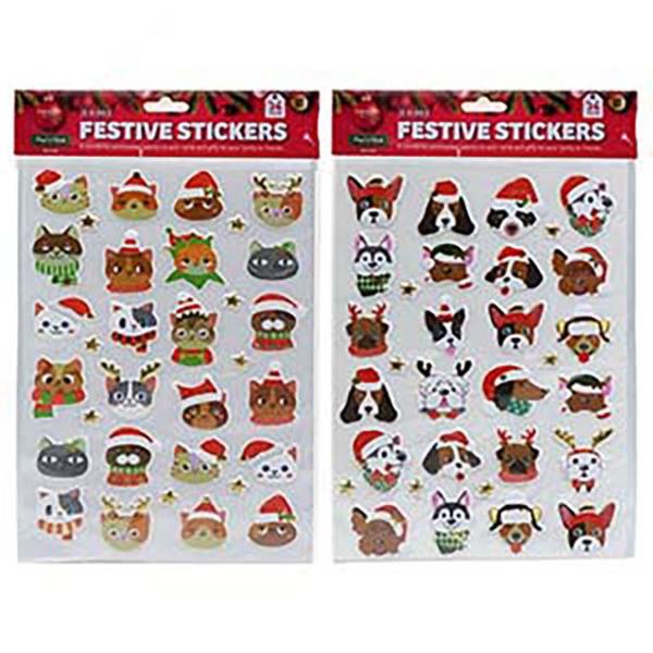 24 Pack 3D Christmas Theme Pets Stickers - 14cm x 25cm