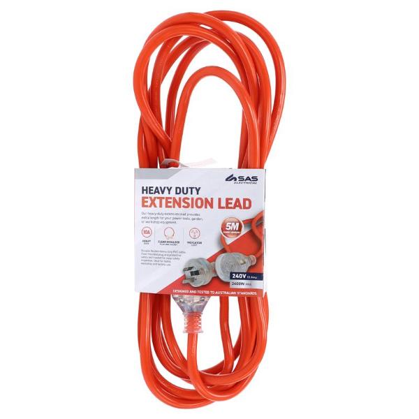 Orange Heavy Duty 10 Amp Extension Lead - 500cm