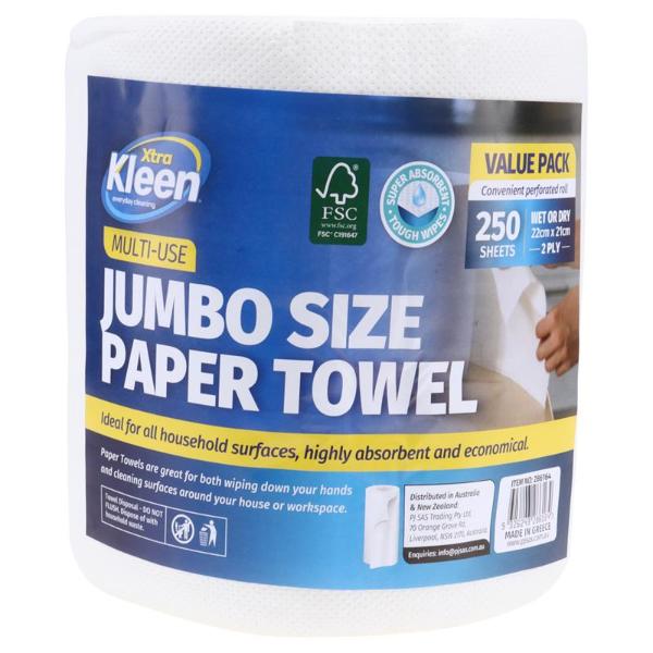 Jumbo 250 Sheet 2Ply Paper Towel Roll - 22cm x 21cm