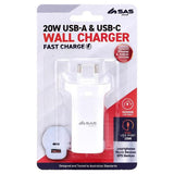 Load image into Gallery viewer, White 20W Usb A &amp; Usb C Wall Charger
