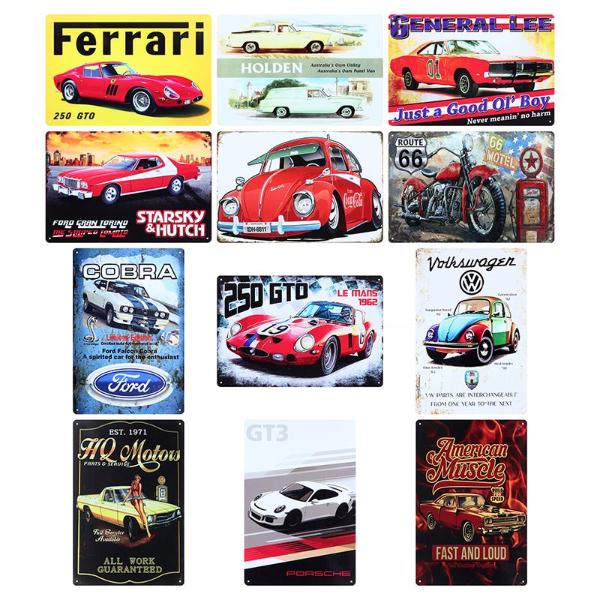 Assorted Man Cave Metal Old Muscle Cars Accessories Signs - 20cm x 30cm