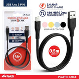 Load image into Gallery viewer, Charge &amp; Sync Universal Usb A To 8 Pin Lightening Short Cable - 50cm
