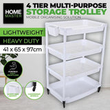 Load image into Gallery viewer, White 4 Tier Multipurpose Jumbo Layer Trolley
