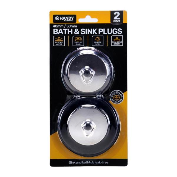 2 Pack Sink & Bath Plugs - 4cm x 5cm