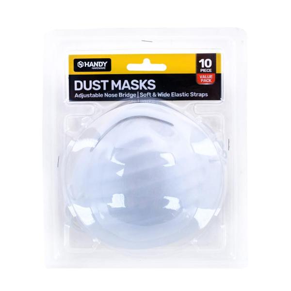 10 Pack White Dust & Pollen Mask With Bendable Nose Clip
