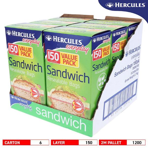 150 Pack Kitchen Consumables Sandwich Bags - 16.5cm x 15.5cm