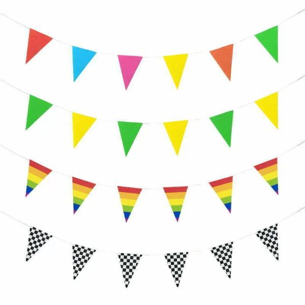 Black & White Triangle Pennant Bunting - 30cm
