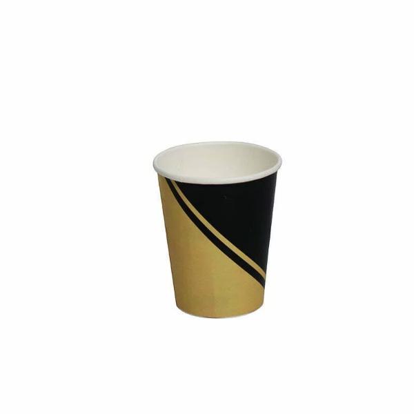 8 Pack Black & Gold Cups - 266ml