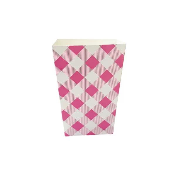 10 Pack Pink Gingham Popcorn Box - 10cm x 6cm x 15cm
