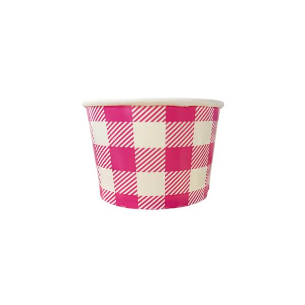 10 Pack Pink Gingham Paper Tub - 473ml