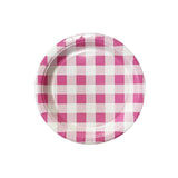 Load image into Gallery viewer, 20 Pack Round Pink Gingham Paper Plate - 17cm
