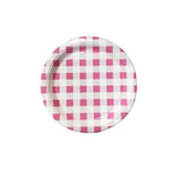 Load image into Gallery viewer, 20 Pack Round Pink Gingham Paper Plate - 22cm
