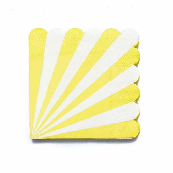 16 Pack Yellow Striped Napkins - 33cm x 33cm