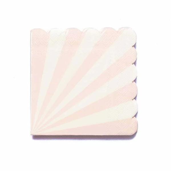 16 Pack Light Pink Striped Napkins - 33cm x 33cm