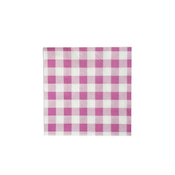 25 Pack Pink Gingham Lunch Napkin - 33cm x 33cm