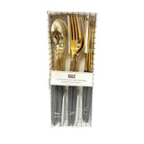 Load image into Gallery viewer, 12 Pack Two Tone Black &amp; Gold Cutlery Set
