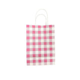 Load image into Gallery viewer, 10 Pack Pink Gingham Paper Bag - 15cm x 8cm x 21cm
