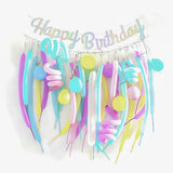 Load image into Gallery viewer, Pastel Strip Happy Birthday Balloon Set
