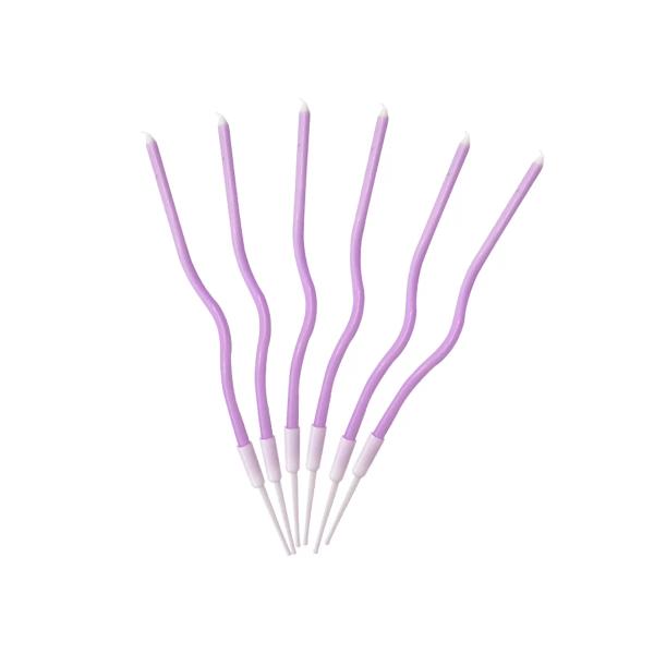 6 Pcs Curve Candle - Purple