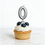 Load image into Gallery viewer, Metallic Silver Number 0 Candle Cake Topper - 3.8cm x 6cm
