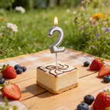 Load image into Gallery viewer, Metallic Silver Number 2 Candle Cake Topper - 3.8cm x 6cm
