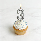 Load image into Gallery viewer, Metallic Silver Number 3 Candle Cake Topper - 3.8cm x 6cm
