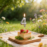Load image into Gallery viewer, Metallic Silver Number 4 Candle Cake Topper - 3.8cm x 6cm
