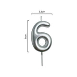 Load image into Gallery viewer, Metallic Silver Number 6 Candle Cake Topper - 3.8cm x 6cm
