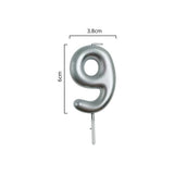 Load image into Gallery viewer, Metallic Silver Number 9 Candle Cake Topper - 3.8cm x 6cm
