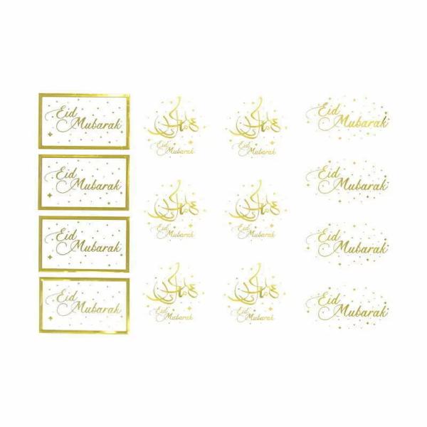 14 Pack Gold Eid Mubarak Gift Label Stickers