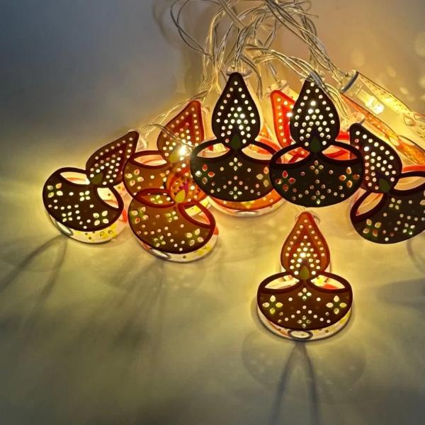 10 Led Diwali Diya Light String - 165cm