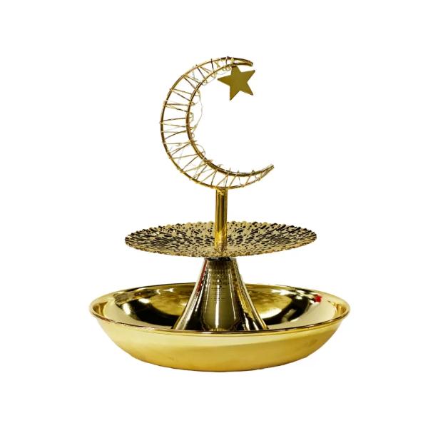 2 Tier Ramadan Serving Trays With Moon Led Light - 25cm x 29cm