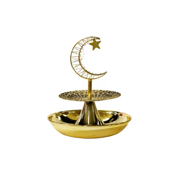 2 Tier Ramadan Serving Trays With Moon Led Light - 19cm x 21cm