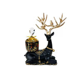 Load image into Gallery viewer, Arabic Metal Ceramic Gold &amp; Black Deer Incense Burner - 16cm x 19cm
