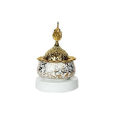 Load image into Gallery viewer, Arabic Metal Ceramic Gold &amp; White Incense Burner - 10cm x 13cm
