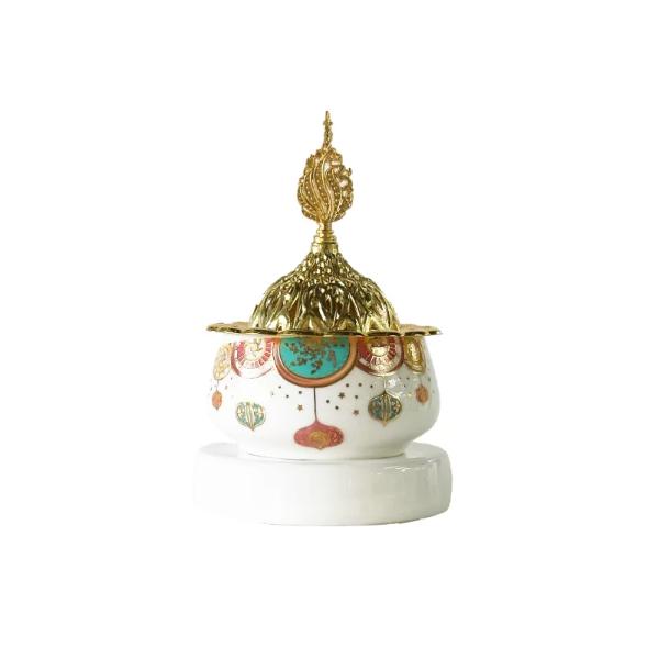 Arabic Metal Ceramic Incense Burner - 10cm x 13cm