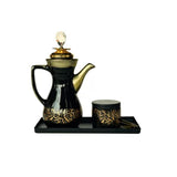 Load image into Gallery viewer, Arabic Metal Ceramic Black Incense Burner Set - 21cm x 16cm
