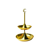 Load image into Gallery viewer, 2 Tier Gold Serving tray With Moon Handle - 26cm x 44cm
