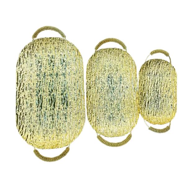 3 Pack Golden Oval Serving Tray Set