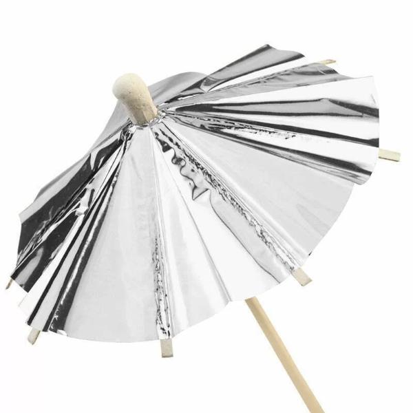 10 Pack Silver Foil Umbrella